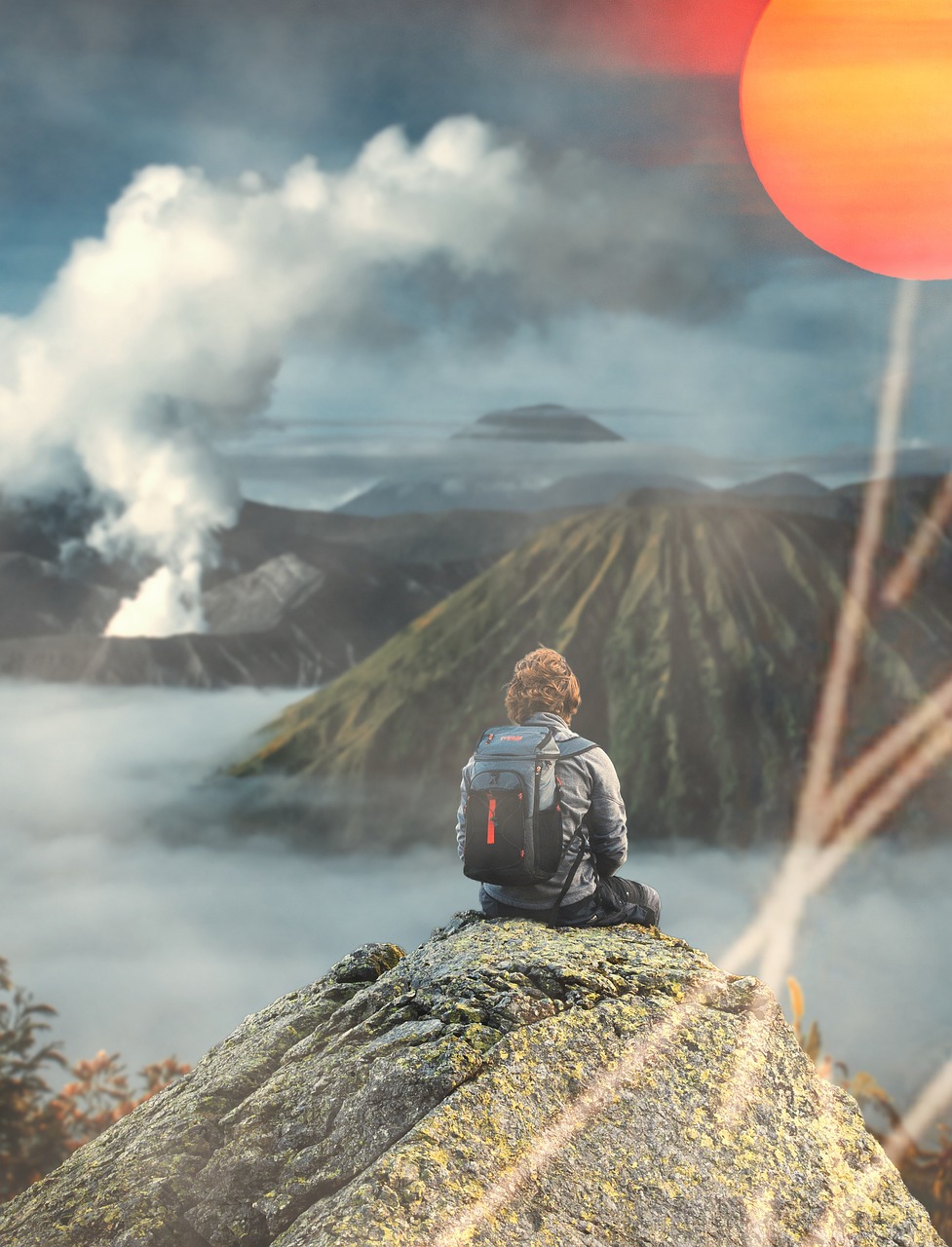 service-06 mountaineer, mountains, summit, mountaineering, mountain range, mountain climber, peak, mountainous, alone, travelling, adventure, nature, freedom, man, clouds, smoke, sea of clouds, sky